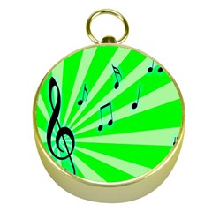 Music Notes Light Line Green Gold Compasses