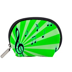 Music Notes Light Line Green Accessory Pouches (small)  by Mariart