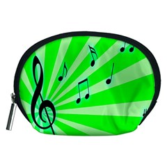 Music Notes Light Line Green Accessory Pouches (medium) 