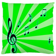 Music Notes Light Line Green Large Flano Cushion Case (one Side)