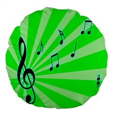 Music Notes Light Line Green Large 18  Premium Flano Round Cushions by Mariart