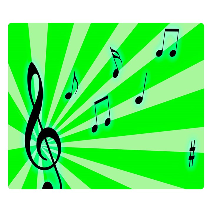 Music Notes Light Line Green Double Sided Flano Blanket (Small) 