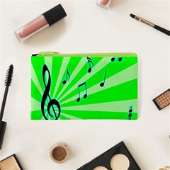 Music Notes Light Line Green Cosmetic Bag (xs)