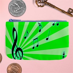 Music Notes Light Line Green Large Coin Purse