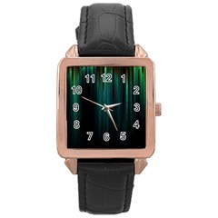 Lines Light Shadow Vertical Aurora Rose Gold Leather Watch  by Mariart