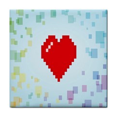 Red Heart Love Plaid Red Blue Tile Coasters by Mariart