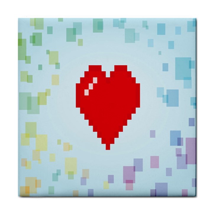 Red Heart Love Plaid Red Blue Tile Coasters