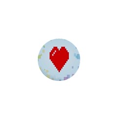 Red Heart Love Plaid Red Blue 1  Mini Buttons by Mariart