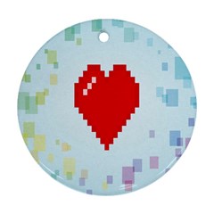 Red Heart Love Plaid Red Blue Ornament (round) by Mariart