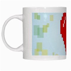 Red Heart Love Plaid Red Blue White Mugs