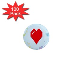 Red Heart Love Plaid Red Blue 1  Mini Magnets (100 Pack)  by Mariart