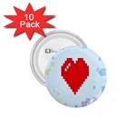 Red Heart Love Plaid Red Blue 1.75  Buttons (10 pack) Front