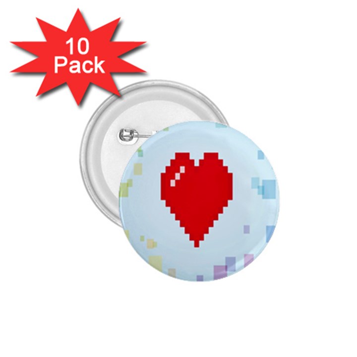 Red Heart Love Plaid Red Blue 1.75  Buttons (10 pack)