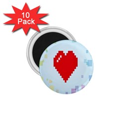 Red Heart Love Plaid Red Blue 1 75  Magnets (10 Pack)  by Mariart