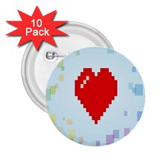 Red Heart Love Plaid Red Blue 2 25  Buttons (10 Pack) 