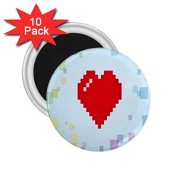 Red Heart Love Plaid Red Blue 2 25  Magnets (10 Pack)  by Mariart