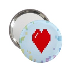 Red Heart Love Plaid Red Blue 2 25  Handbag Mirrors by Mariart