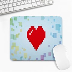 Red Heart Love Plaid Red Blue Large Mousepads