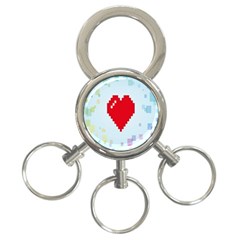 Red Heart Love Plaid Red Blue 3-ring Key Chains by Mariart