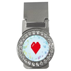 Red Heart Love Plaid Red Blue Money Clips (cz)  by Mariart