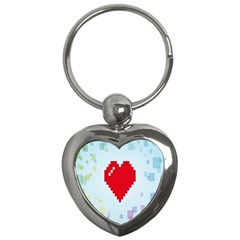 Red Heart Love Plaid Red Blue Key Chains (heart)  by Mariart