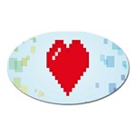 Red Heart Love Plaid Red Blue Oval Magnet Front