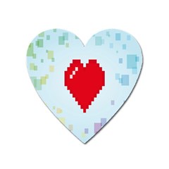 Red Heart Love Plaid Red Blue Heart Magnet by Mariart