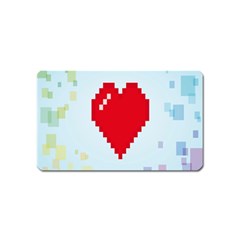 Red Heart Love Plaid Red Blue Magnet (name Card) by Mariart