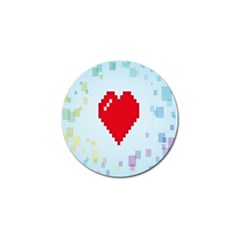 Red Heart Love Plaid Red Blue Golf Ball Marker (10 Pack) by Mariart