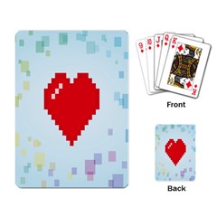 Red Heart Love Plaid Red Blue Playing Card by Mariart