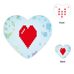 Red Heart Love Plaid Red Blue Playing Cards (heart)  by Mariart