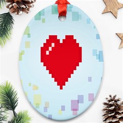 Red Heart Love Plaid Red Blue Oval Ornament (two Sides) by Mariart