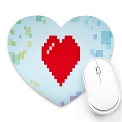 Red Heart Love Plaid Red Blue Heart Mousepads by Mariart