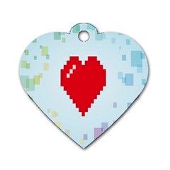 Red Heart Love Plaid Red Blue Dog Tag Heart (one Side)