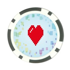 Red Heart Love Plaid Red Blue Poker Chip Card Guard by Mariart