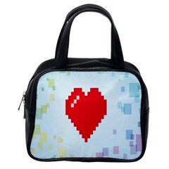 Red Heart Love Plaid Red Blue Classic Handbags (one Side)