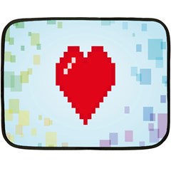 Red Heart Love Plaid Red Blue Double Sided Fleece Blanket (mini)  by Mariart