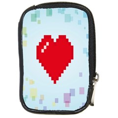 Red Heart Love Plaid Red Blue Compact Camera Cases