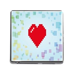 Red Heart Love Plaid Red Blue Memory Card Reader (square)