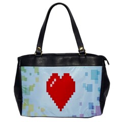 Red Heart Love Plaid Red Blue Office Handbags by Mariart