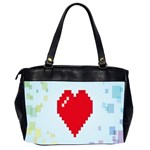 Red Heart Love Plaid Red Blue Office Handbags (2 Sides)  Back