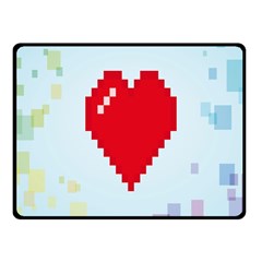 Red Heart Love Plaid Red Blue Fleece Blanket (small) by Mariart