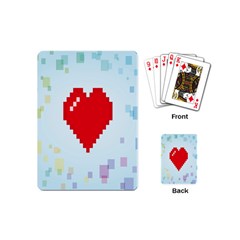 Red Heart Love Plaid Red Blue Playing Cards (mini)  by Mariart