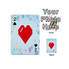 Red Heart Love Plaid Red Blue Playing Cards 54 (mini) 