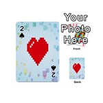 Red Heart Love Plaid Red Blue Playing Cards 54 (Mini)  Front - Spade2