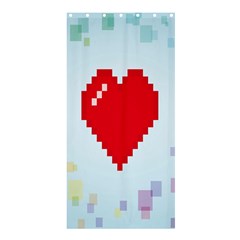 Red Heart Love Plaid Red Blue Shower Curtain 36  X 72  (stall)  by Mariart