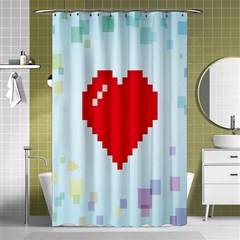 Red Heart Love Plaid Red Blue Shower Curtain 48  X 72  (small)  by Mariart