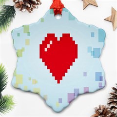 Red Heart Love Plaid Red Blue Ornament (snowflake) by Mariart