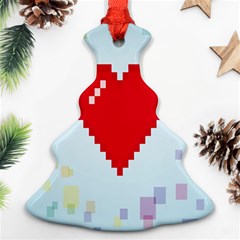 Red Heart Love Plaid Red Blue Ornament (christmas Tree)  by Mariart