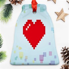 Red Heart Love Plaid Red Blue Ornament (bell) by Mariart